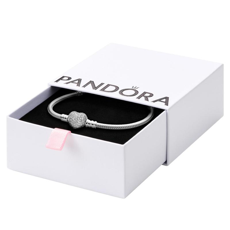 Pandora ブレイク Pulseira Pandora Moments Heart Clasp Snake Chain 17,5 Cm Prateada